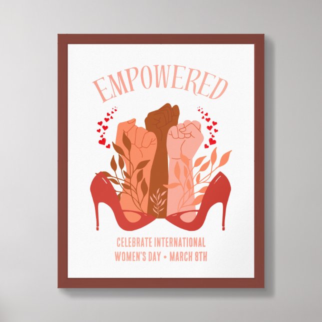 International Women's Day EMPOWERED Fists Stiletto Framed Art (Framed Front)