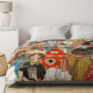 International Women's Day Floral illustration Duvet Cover