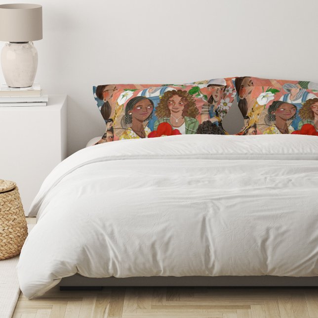 International Women's Day Floral illustration Pillow Case (Creator Uploaded)