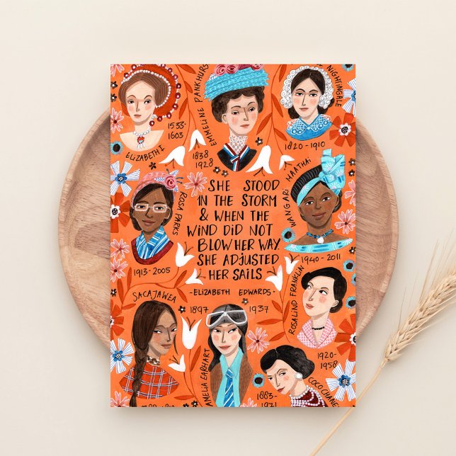 International Women's Day History Floral Quote Thank You Card (International Women's Day History Floral Quote Thank You Card)