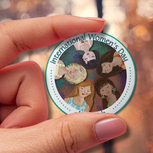 International Women's Day Illustration colorful Button