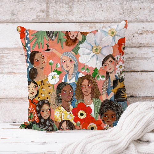 International Womens Day illustration Throw Pillow