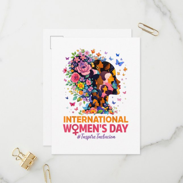 International Women's Day Invitation Postcard (Front/Back In Situ)