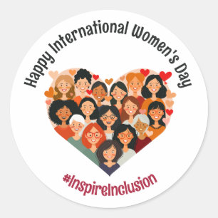 International Women's Day IWD March 8 Heart Classic Round Sticker