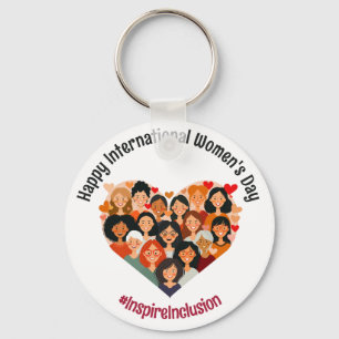 International Women's Day IWD March 8 Heart Keychain