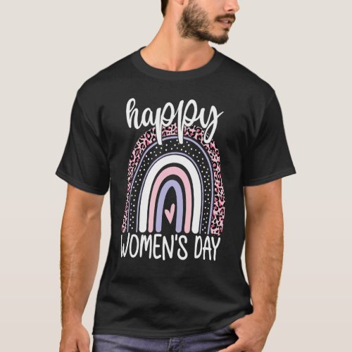 International Womens Day Leopard Rainbow Happy Wo T_Shirt
