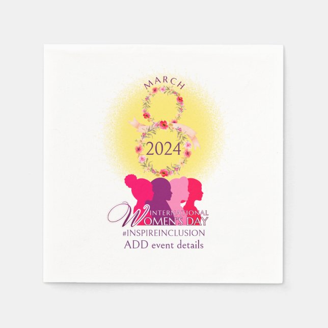 International Womens Day March 8 Inspire Inclusion Napkins (Front)