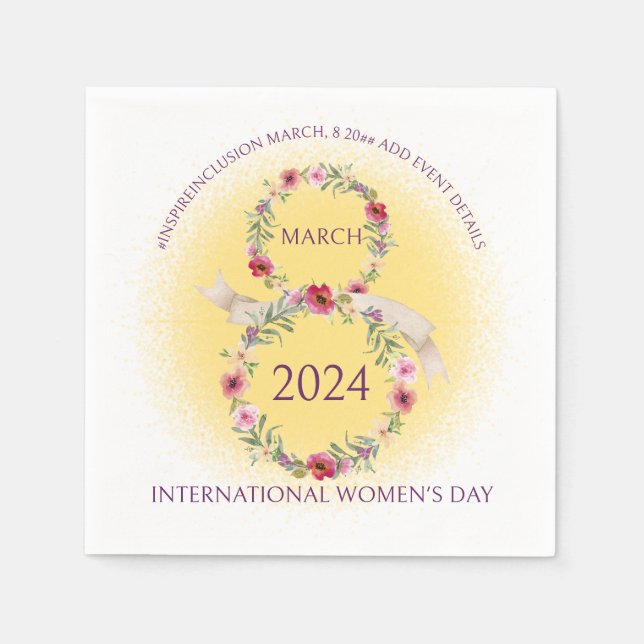 International Womens Day March 8 Inspire Inclusion Napkins (Front)