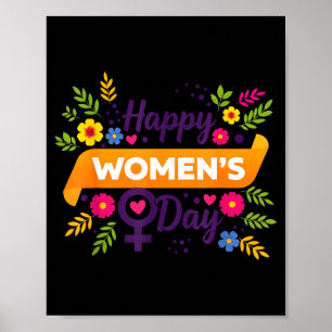 International women's day march 8 rose feminist poster