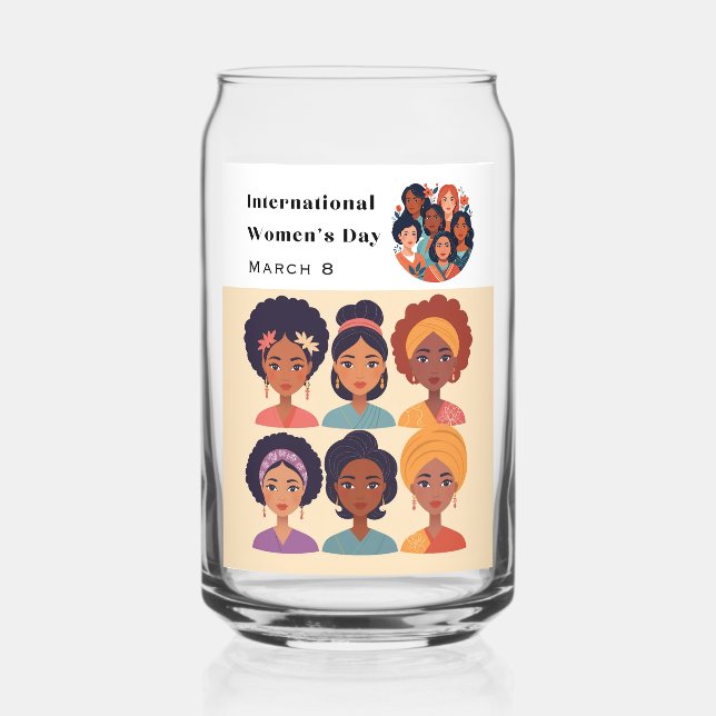International Women's Day March 8 Stylish Can Glass (Front)