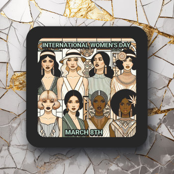 International Women's Day March 8th Art Deco Square Sticker by Magical_Maddness at Zazzle