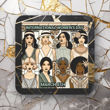 International Women's Day March 8th Art Deco Square Sticker by Magical_Maddness at Zazzle