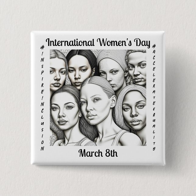 International Women's Day March 8th Button (Front)
