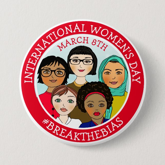 International Women's Day March 8th   Button (Front)