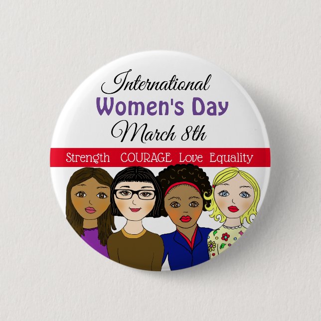 International Women's Day March 8th Button (Front)