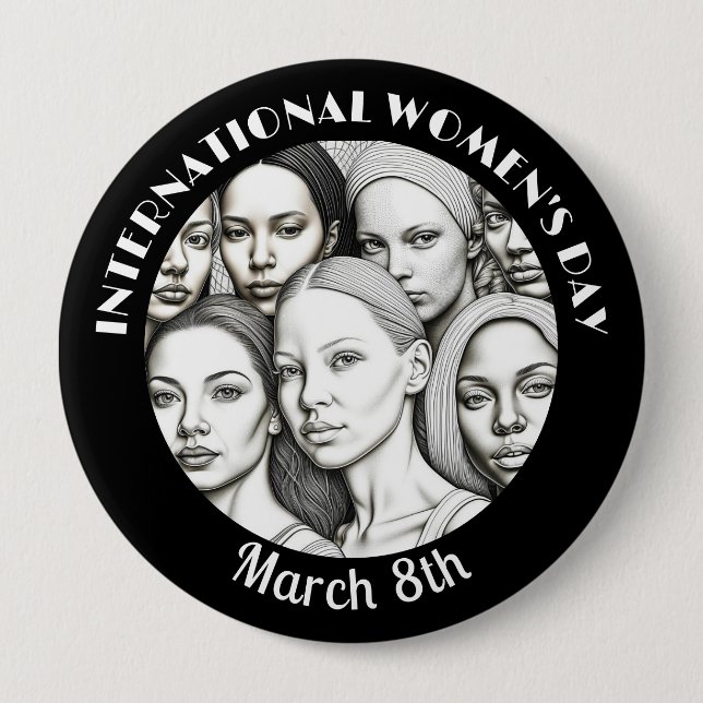 International Women's Day March 8th Button (Front)