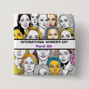 International Women's Day March 8th Button