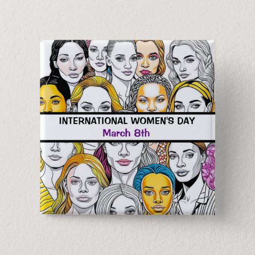 International Womens Day March 8th Button