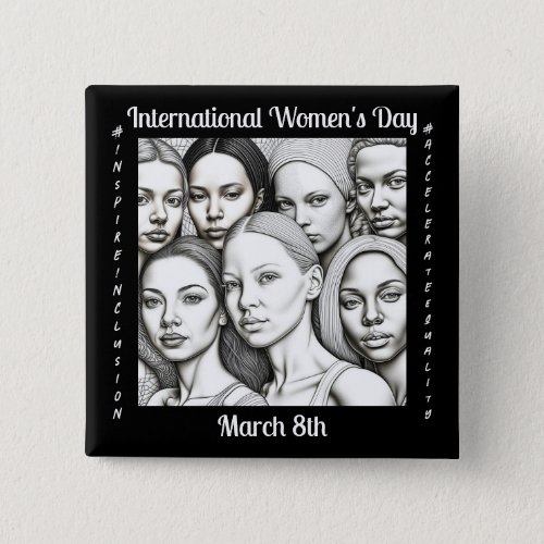 International Womens Day March 8th Button