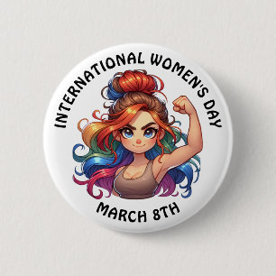 International Women's Day March 8th Button