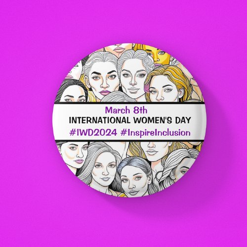 International Womens Day March 8th Button