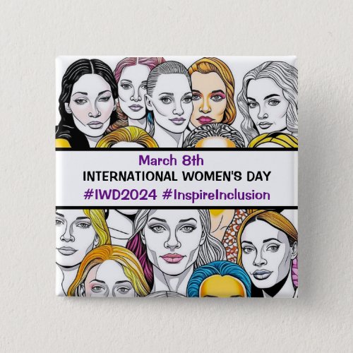 International Womens Day March 8th Button
