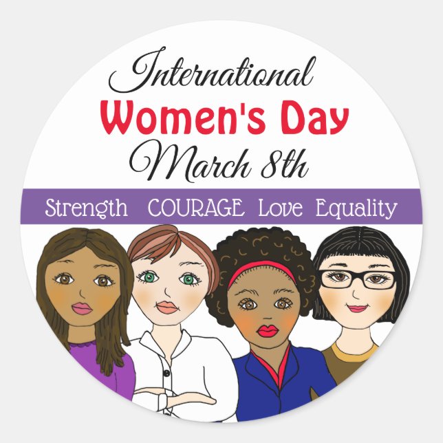 International Women's Day March 8th Classic Round Sticker (Front)