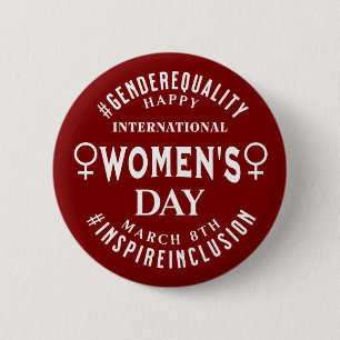 International Women's Day March 8th Equality Button
