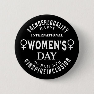 International Women's Day March 8th Equality Button