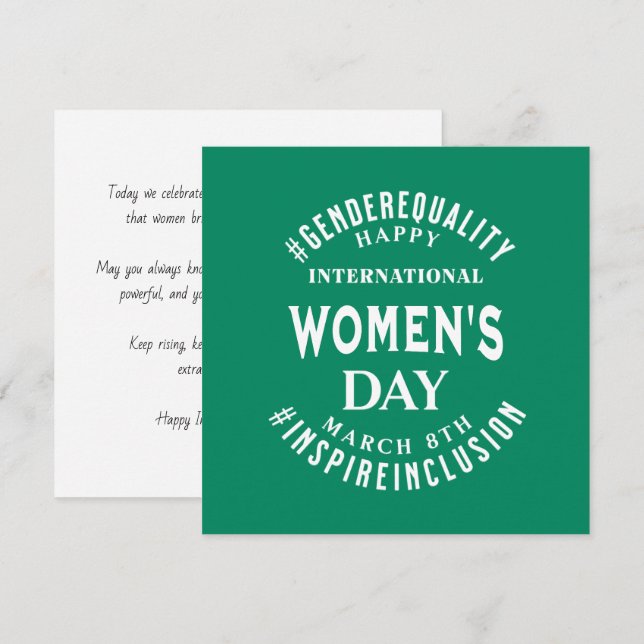 International Women's Day | March 8th Equality Card (Front/Back)