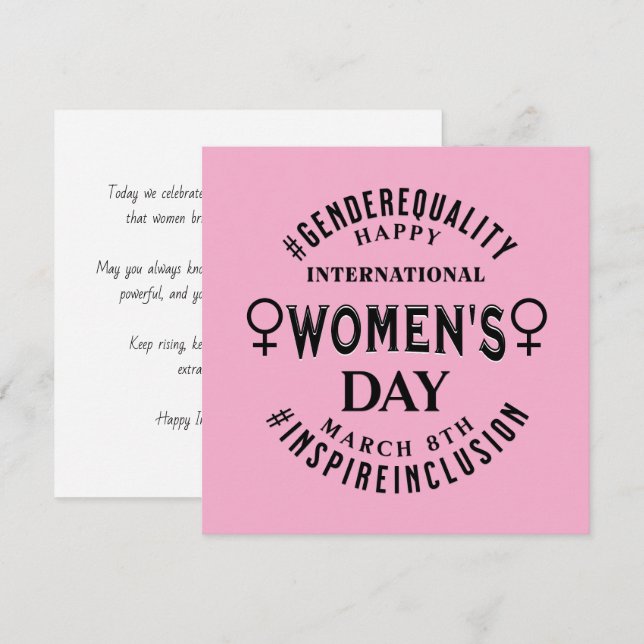 International Women's Day | March 8th Equality Card (Front/Back)