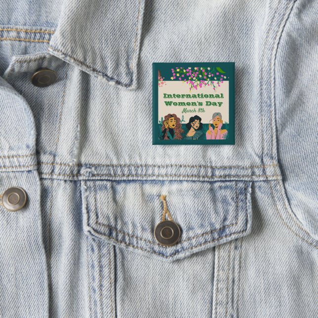  International Women's Day March 8th Floral Button (In Situ)