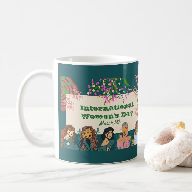  International Women's Day March 8th Floral Coffee Mug (With Donut)