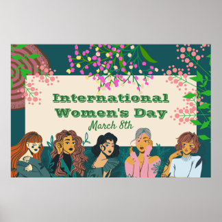 International Women's Day March 8th Floral Large Poster