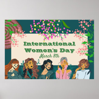  International Women's Day March 8th Floral Large Poster