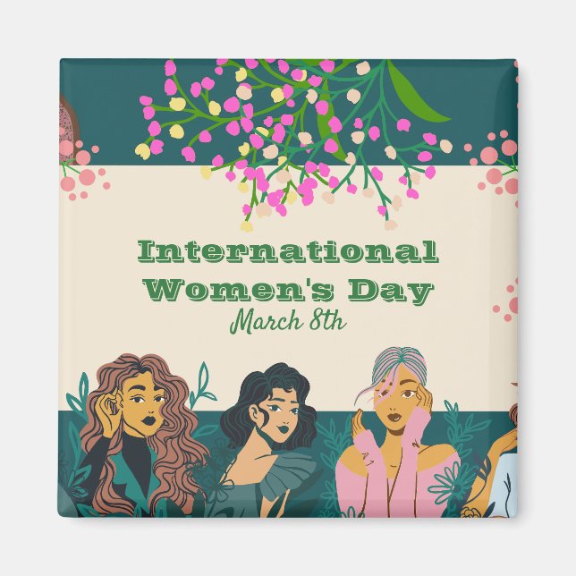  International Women's Day March 8th Floral Magnet (Front)