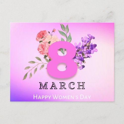 International Womens Day March 8th Floral Postcard