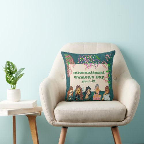  International Womens Day March 8th Floral Throw Pillow