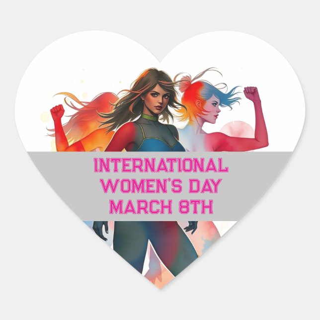International Women's Day - March 8th Heart Heart Sticker (Front)
