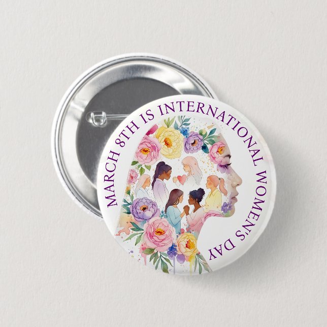 International Women's Day March 8th IWD Button (Front & Back)