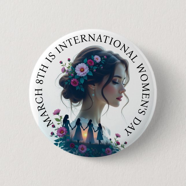 International Women's Day March 8th IWD Button (Front)