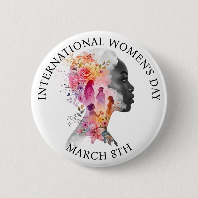 International Women's Day March 8th IWD Button (Front)