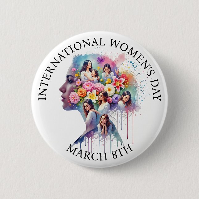 International Women's Day March 8th IWD Button (Front)