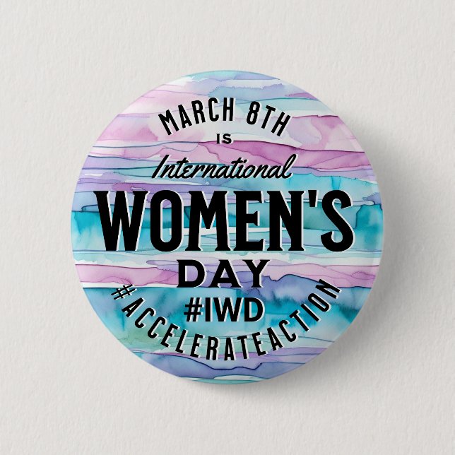 International Women's Day March 8th IWD Button (Front)