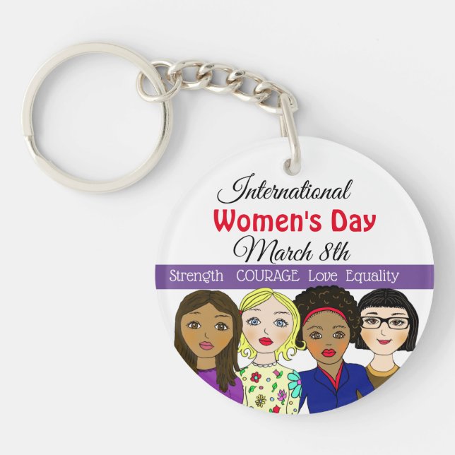 International Women's Day March 8th Keychain (Front)