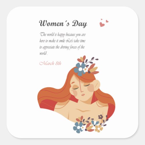International Womens Day March 8th Square Sticker