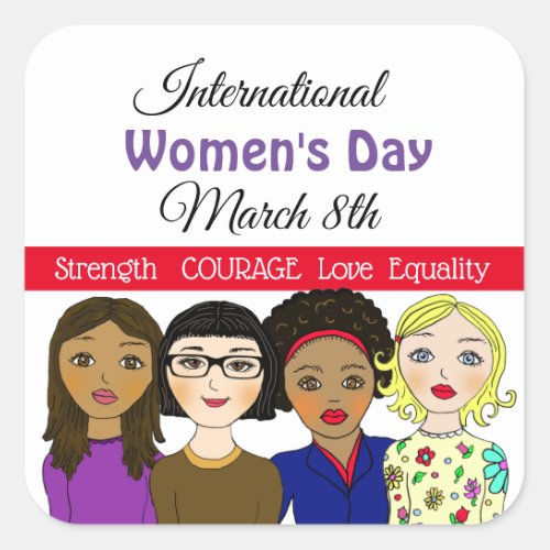 International Womens Day March 8th Square Sticker