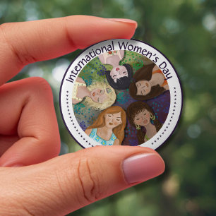 International Women's Day multi-ethnic portrait Button
