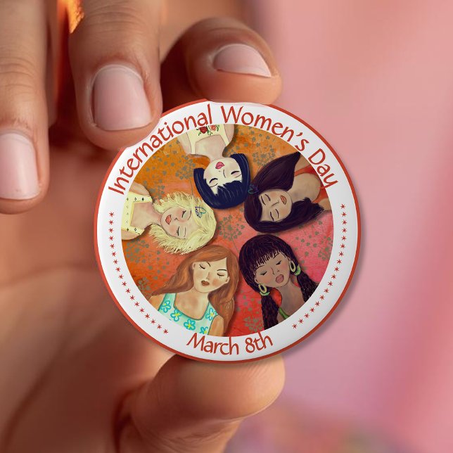 International Women's Day painted Diverse Portrait Button (International Women's Day painted Diverse Portrait Button)