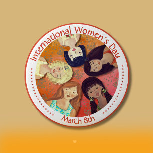 International Women's Day painted Diverse Portrait Button